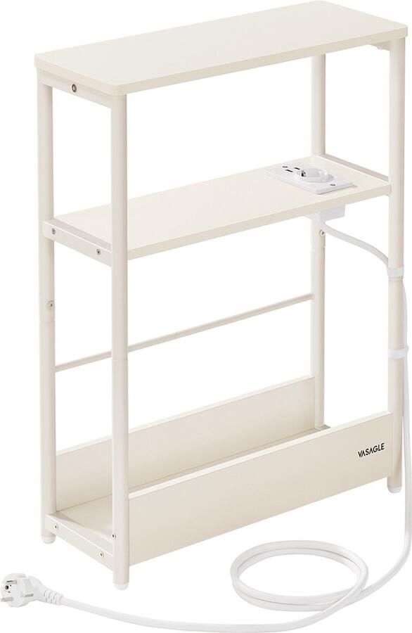 Woon Wereld Bijzettafel – Met 3 planken smal crèmewit