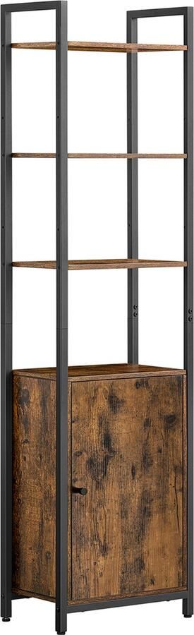 Woon Wereld Boekenkast 24 x 40 x 159 – 5 cm vintage bruin –inktzwart