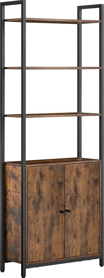 Woon Wereld Boekenkast 24 x 60 x 159 – 5 cm vintage bruin –inktzwart