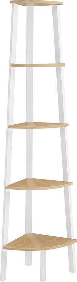 Woon Wereld Boekenkast 5 niveaus industrieel naturel eiken kleur mat wit