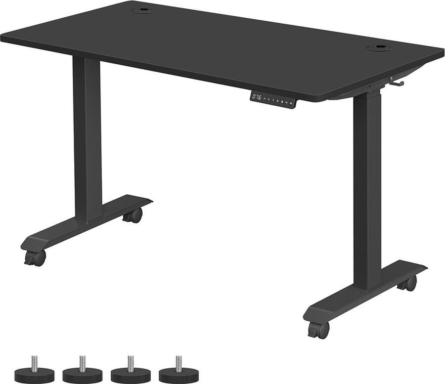 Woon Wereld Elektrisch Zit Sta Bureau in hoogte verstelbaar met wielen 140 x 70 cm zwart