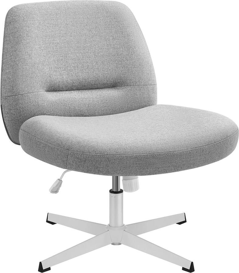 Woon Wereld Kwartelstoel make-up stoel draaistoel zonder armleuningen bureaustoel brede zitting modern met kruisonderstel in hoogte verstelbaar wipfunctie duifgrijs - Foto 2