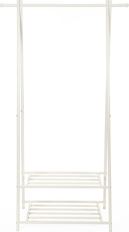 Woon Wereld Metalen Jassenrek met Schoenenrek Crème Wit