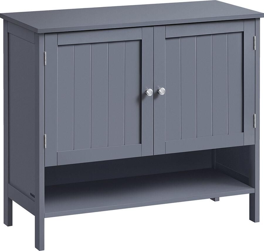 Woon Wereld Schoenenkast schoenenrek schoenenopslag moderne landelijke stijl vrijstaande kast met in hoogte verstelbare planken 35 x 80 x 70 cm entree leigrijs