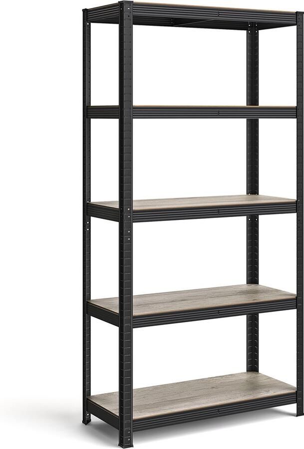 Woon Wereld Verstelbare staande plank – Met 5 planken 40 x 90 x 180 cm greige zwart