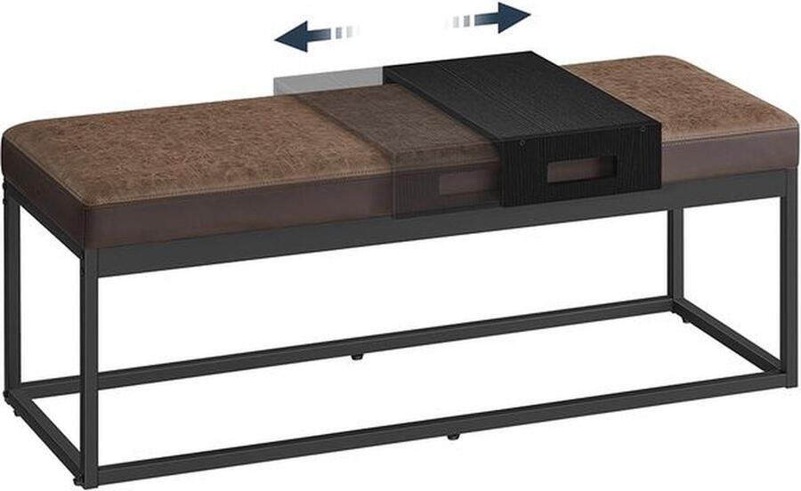 Woon Wereld zitbank bank slaapkamer bovendeel omkeerbaar schoenenbank bedbank kleine plank afneembaar tot 300 kg belastbaar voor woonkamer hal walnootbruin