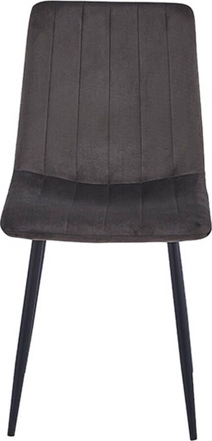 WOONENZO Elly Eetkamerstoel Velvet Bruin Grijs Industrieel Fluweel – Eetkamerstoelen- Zwart stalen poten-Velvet stof