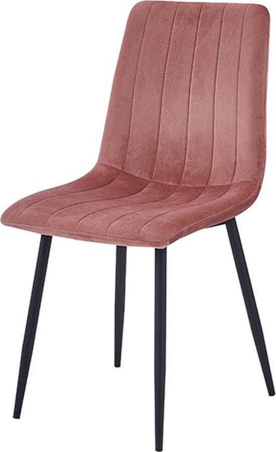 WOONENZO Elly Eetkamerstoel Velvet Roze Industrieel Fluweel Eetkamerstoelen-Zwart stalen poten-Velvet stof