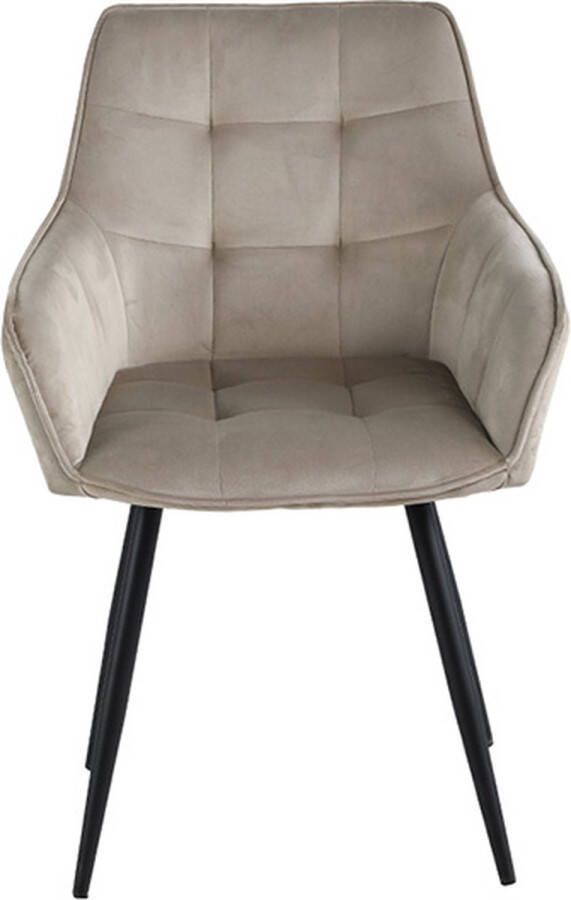 WOONENZO Emparla Eetkamerstoel Velvet -Beige- Set van 2 Fluweel – Eetkamerstoelen met armleuning-Eetkamerstoelen set-Velvet stof-Kuipstoel