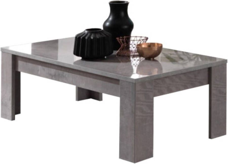 WOONENZO Greta Salontafel-Industrieel-Modern-Betonlook-Hoogglans Rechthoekige salontafels salon tafel 126x66
