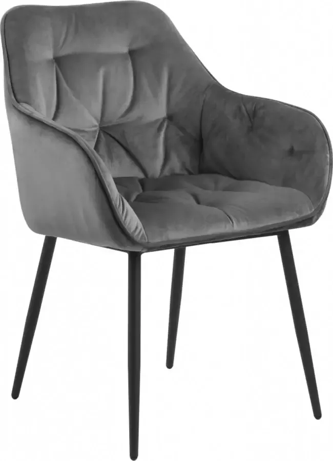 Woonexpress Eetkamerstoel Leende Velvet Grijs 58 x 83 x 55 cm (BxHxD)