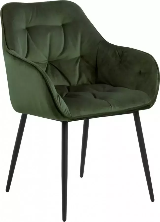 Woonexpress Eetkamerstoel Leende Velvet Groen 58 x 83 x 55 cm (BxHxD)