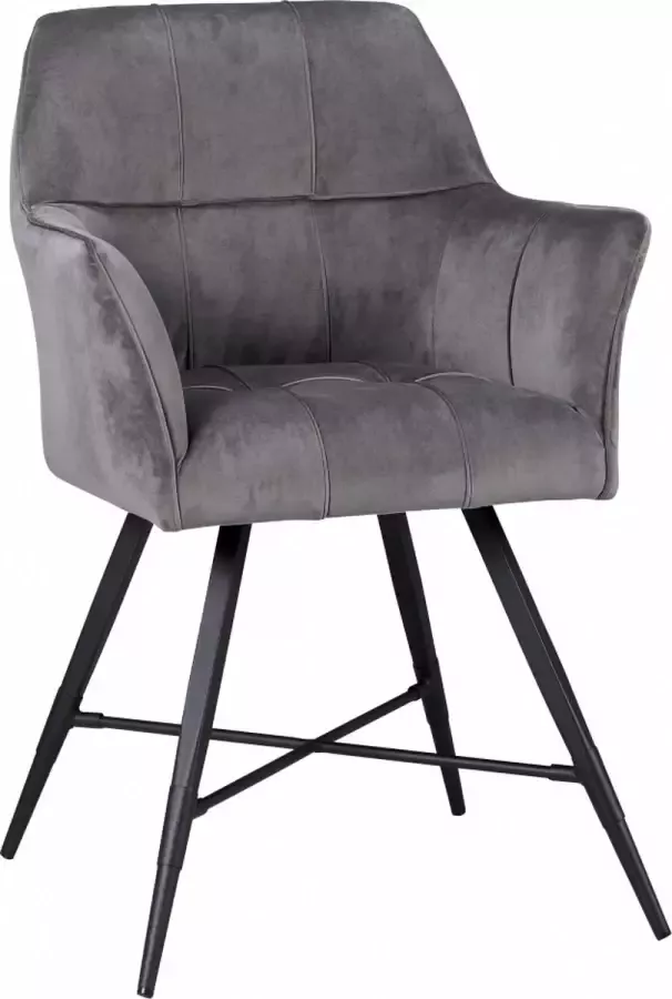 Woonexpress Eetkamerstoel Tolbert Velvet Grijs 63 x 85 x 63 cm (BxHxD)