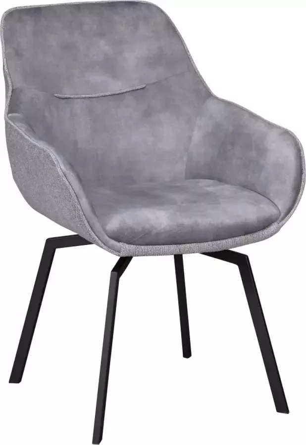 Woonexpress Eetkamerstoel Wolfheze Velvet Metaal Grijs Zwart 58x85x64 cm (BxHxD) Draaibaar onderstel