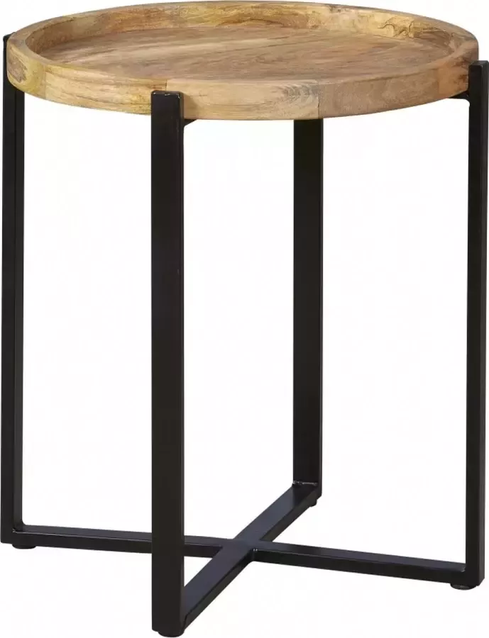 Woonexpress Bijzettafel Blokum Naturel Hout Naturel Zwart 45x40x40cm (hxbxd)