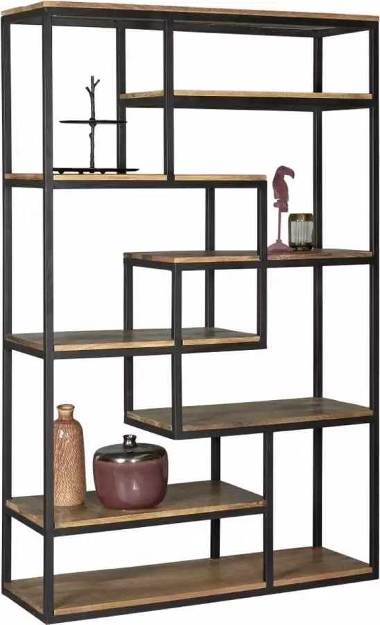 Woonexpress Wandkast Almere Bruin Hout Zwart antiek Bruin 188x120x40cm (hxbxd)