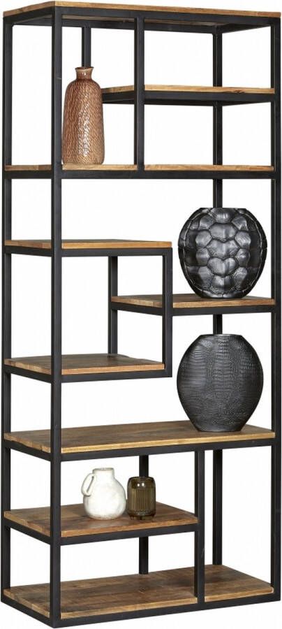 Woonexpress Wandkast Almere Bruin Hout Zwart antiek Bruin 188x80x40cm (hxbxd)