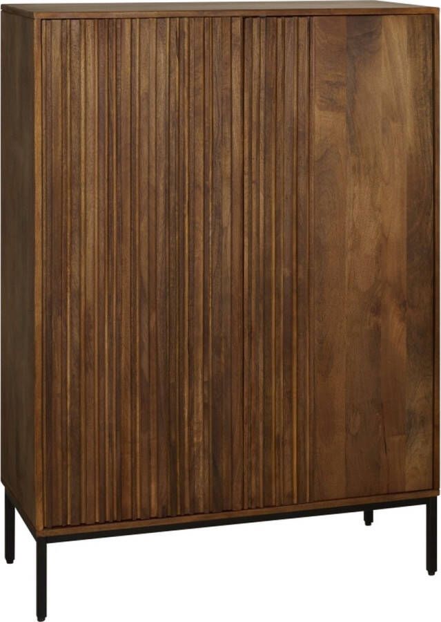 Woonexpress Wandkast Denia Mangohout Bruin 95x140x45 cm (BxHxD) Zwart metalen poten