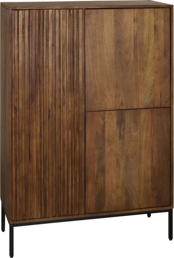 Woonexpress Wandkast Denia Mangohout Bruin 95x145x40 cm (BxHxD) Zwart metalen poten - Foto 2