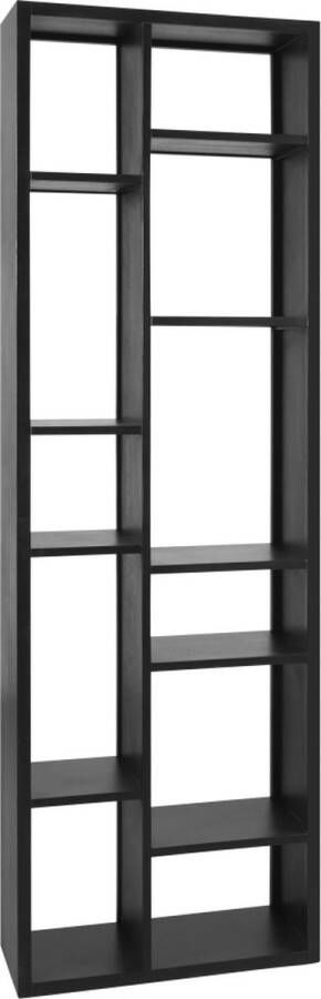 Woonexpress Wandkast Salma MDF Houtfineer Zwart 70x220x25 cm (BxHxD) Vakkenkast Gemonteerd geleverd