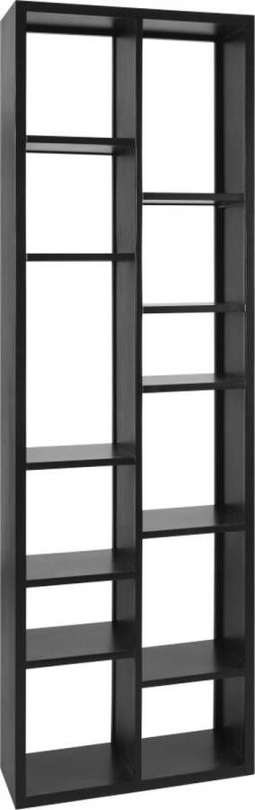 Woonexpress Wandkast Salma MDF Houtfineer Zwart 70x220x25 cm (BxHxD) Vakkenkast Gemonteerd geleverd - Foto 2