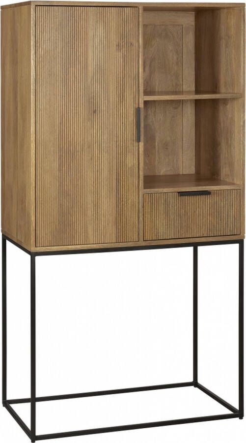 Woonexpress Boekenkast Soho Hout Naturel 80 x 150 x 45 cm (BxHxD) Draaideur Open vakken Lade