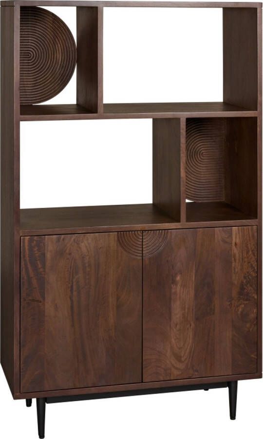 Woonexpress Wandkast York Mangohout Bruin 90x150x40 cm (BxHxD) Zwart Metalen Poten Voorgemonteerd