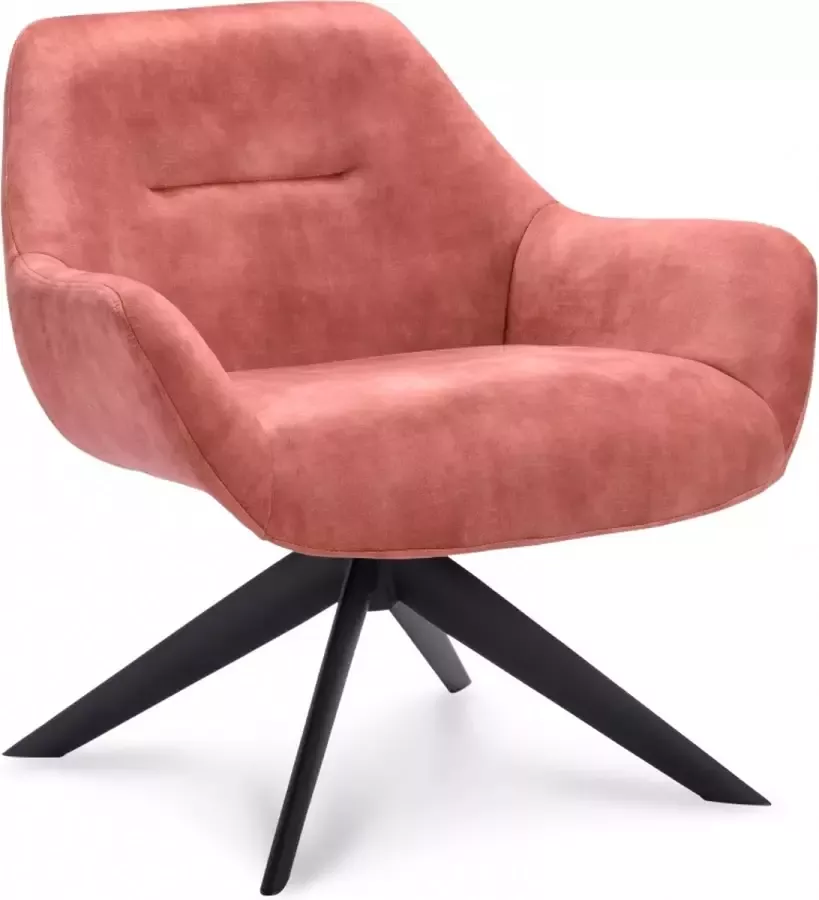 Woonexpress Draaifauteuil Arum Velvet Roze 78 x 78 x 76 cm (BxHxD)