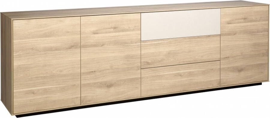 Woonexpress Dressoir Haarlem Naturel MDF Fresh Oak Met Zwarte Onderplint 78x243x45cm (hxbxd)