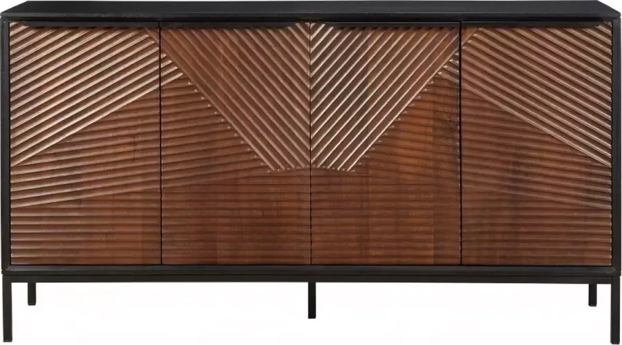 Woonexpress Dressoir Oslo Bruin Hout Zwart En Naturel 80x150x40cm (hxbxd) - Foto 2