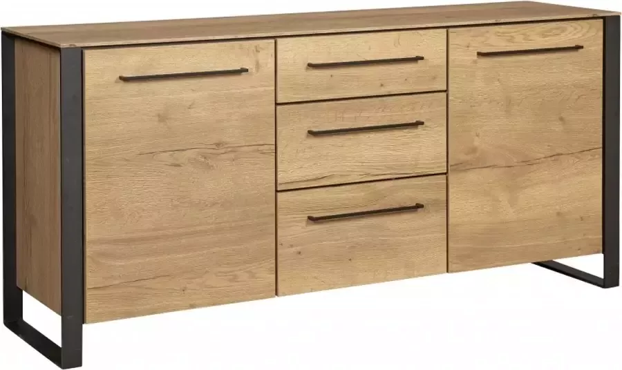 Woonexpress Dressoir Valkenburg Bruin MDF Eiken Structuur 77x164x45cm (hxbxd)