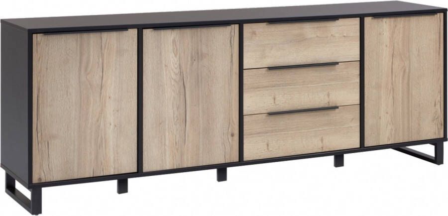 Woonexpress Dressoir Zundert Naturel MDF Antraciet wild Eiken Structuur 84x230x48cm (hxbxd) - Foto 2