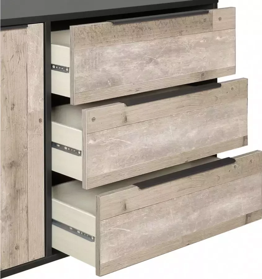 Woonexpress Dressoir Zundert Naturel MDF Antraciet wild Eiken Structuur 84x230x48cm (hxbxd) - Foto 3