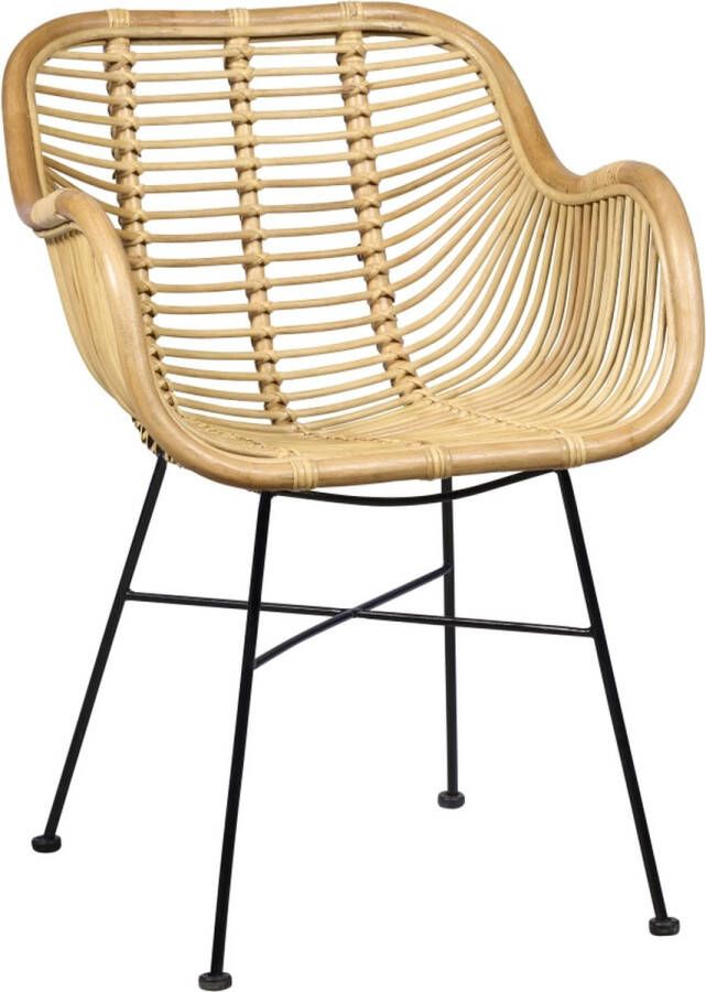 Woonexpress Eetkamerstoel Avoca Rotan Naturel 62x84x56 cm (BxHxD) Met Armleuning