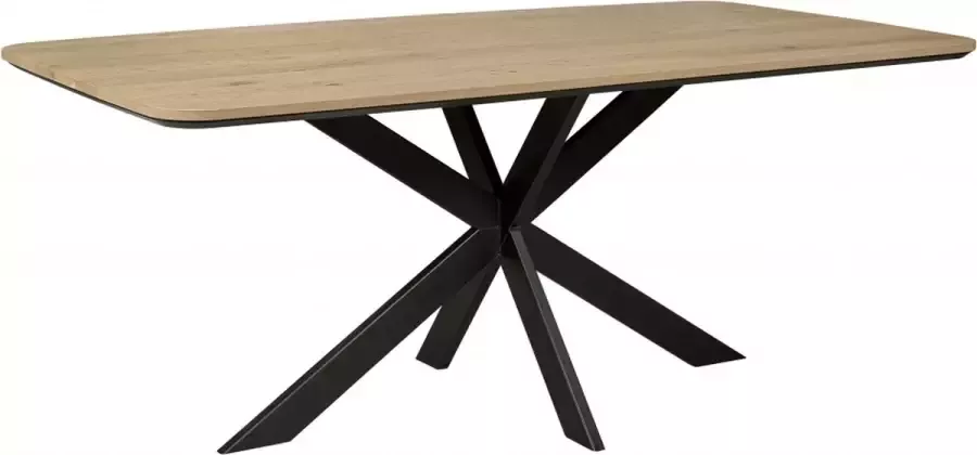 Woonexpress Eettafel Holendrecht Hout Naturel 200 x 77 x 100 cm (BxHxD) Zwart Metalen Spinpoten Licht Geborsteld en Gelakt blad - Foto 2