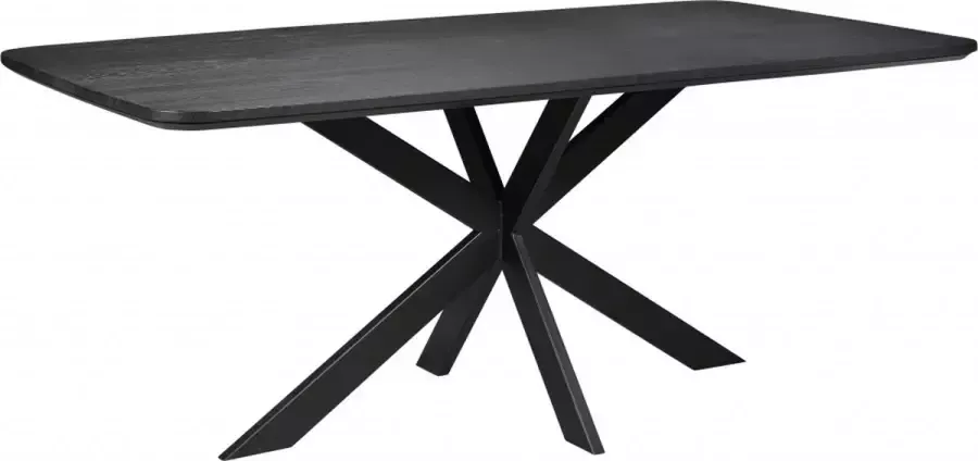 Woonexpress Eettafel Holendrecht Hout Zwart 200 x 77 x 100 cm (BxHxD) Zwart Metalen Spinpoten Licht Geborsteld en Gelakt blad - Foto 3