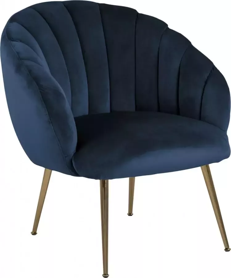 Woonexpress Fauteuil Haart Blauw Velvet Blauw 81x76x76cm (HxBxD)