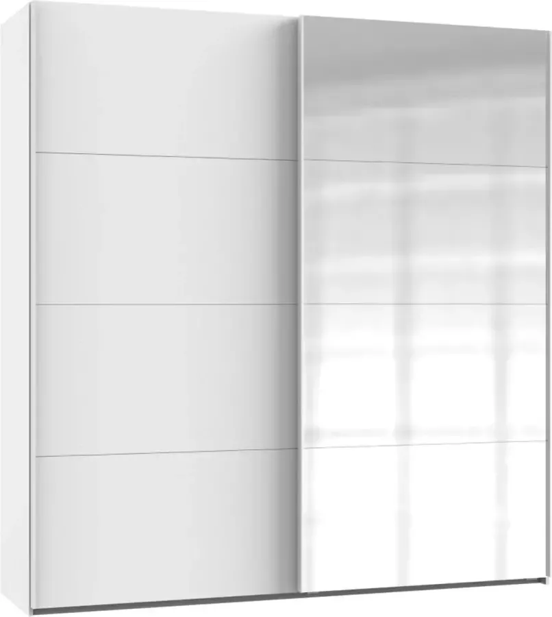 Woonexpress Kledingkast Aalst Hout Wit 180 x 210 x 65 cm (BxHxD) Schuifdeurkast Met Spiegel