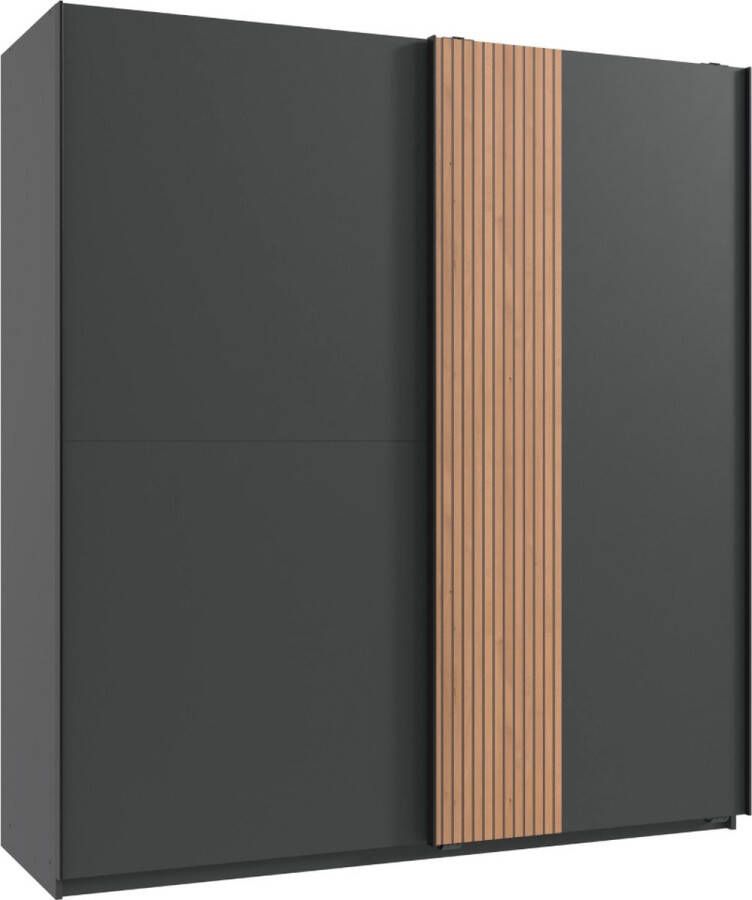 Woonexpress Kledingkast Zurich Meubelplaat Zwart 180 x 198 x 65 cm (BxHxD)