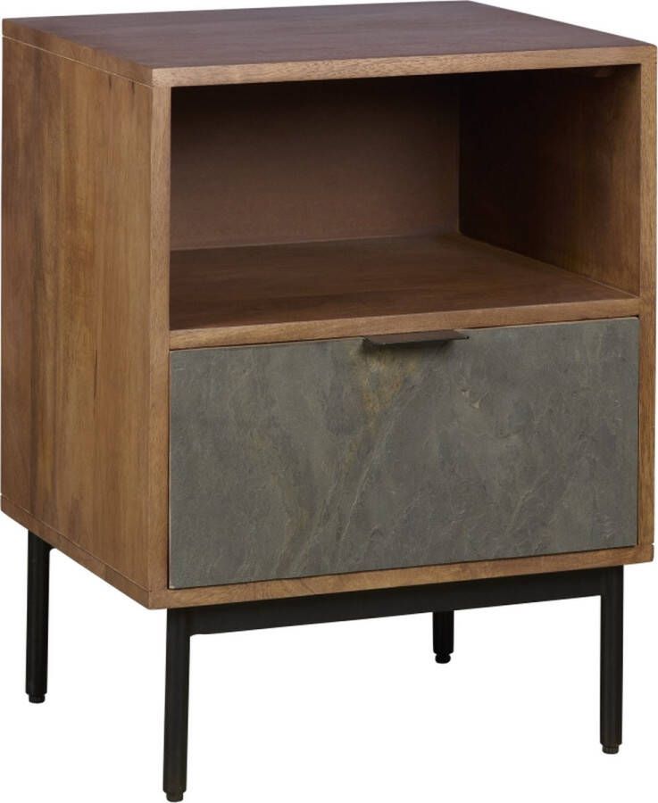 Woonexpress Nachtkastje Mila Hout Leisteen Bruin Grijs 44x60x40 cm (BxHxD) - Foto 2