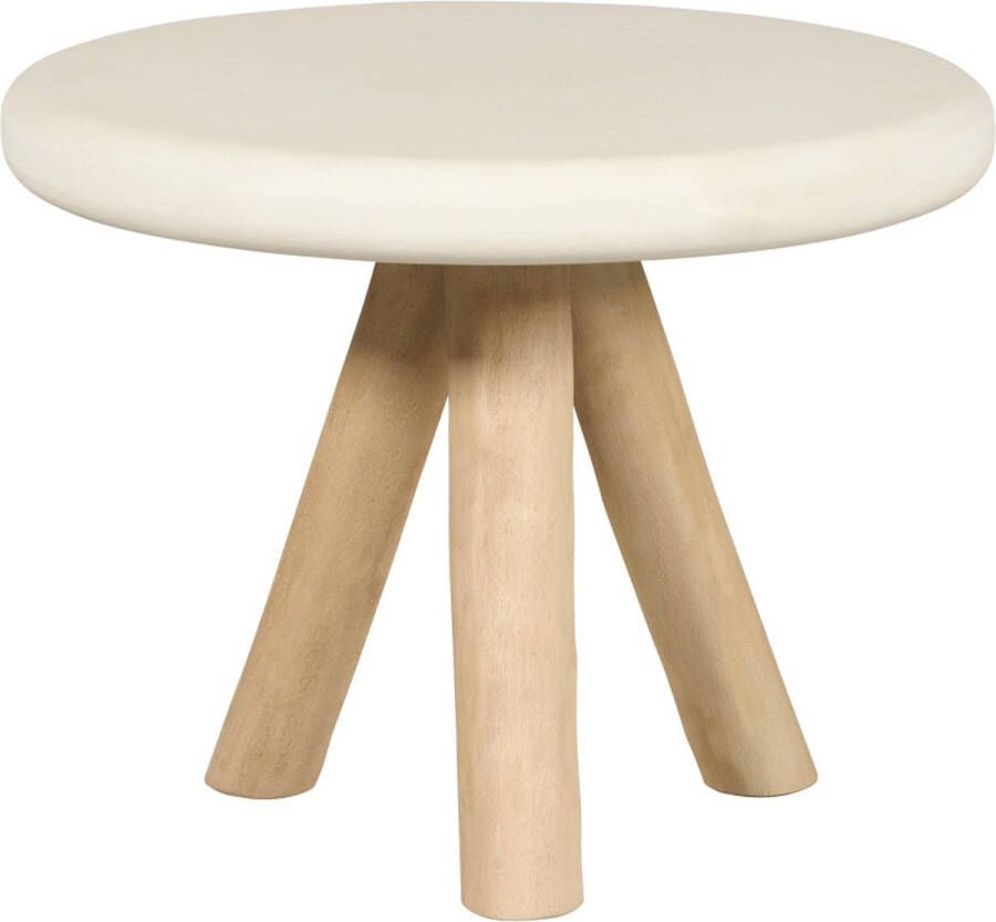 Woonexpress Bijzettafel Fin MDF Hout Wit Naturel 60x46x60 cm (BxHxD) Kalkpleister - Foto 2