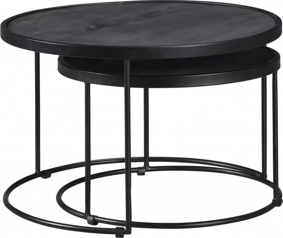 Woonexpress Salontafel (set 2 Stuks) Brolo Zwart Hout Zwart 38x62x62cm (HxBxD)