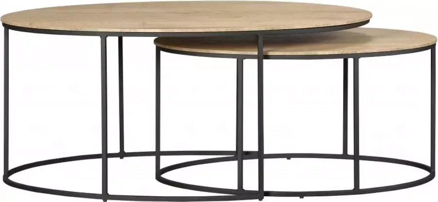 Woonexpress Sia Salontafel (set 2 Stuks) Groesbeek Naturel MDF Mango Met Zwart Frame 46x105x61cm (hxbxd) - Foto 3