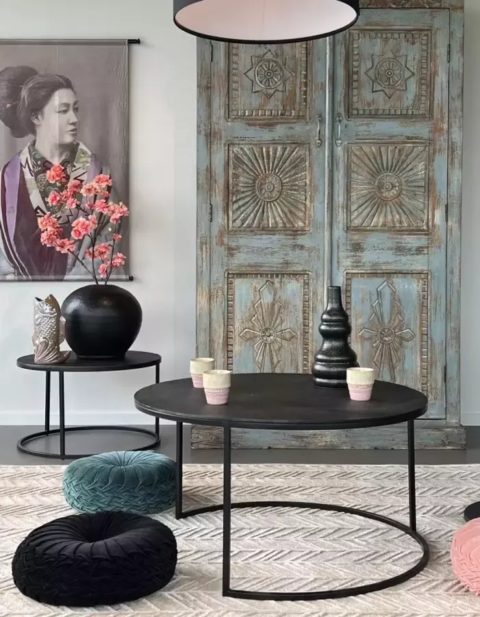 Woonexpress Salontafel (set 2 Stuks) Hedel Zwart Metaal Antique Nikkel Antique Brass 42x80x80cm (hxbxd) - Foto 2