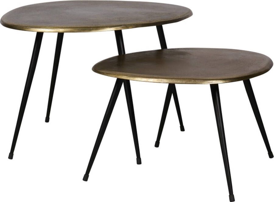 Woonexpress Salontafel (set Van 2) Burolo Metaal Goud Organische Vorm