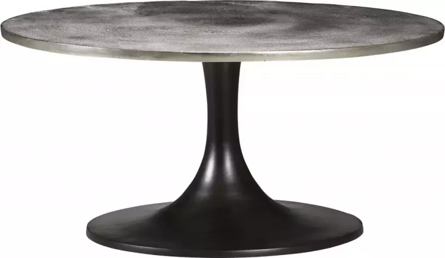 Woonexpress Salontafel Vianen Zilver Metaal Blad Zilver Voet Zwart 36x76x76cm (hxbxd)