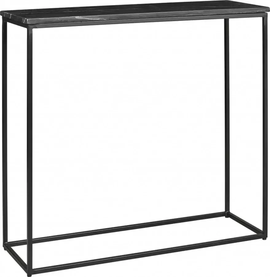 Woonexpress Sidetable Bemelen Marmer Zwart 90 x 80 x 30 cm (BxHxD) Zwart Metalen Onderstel