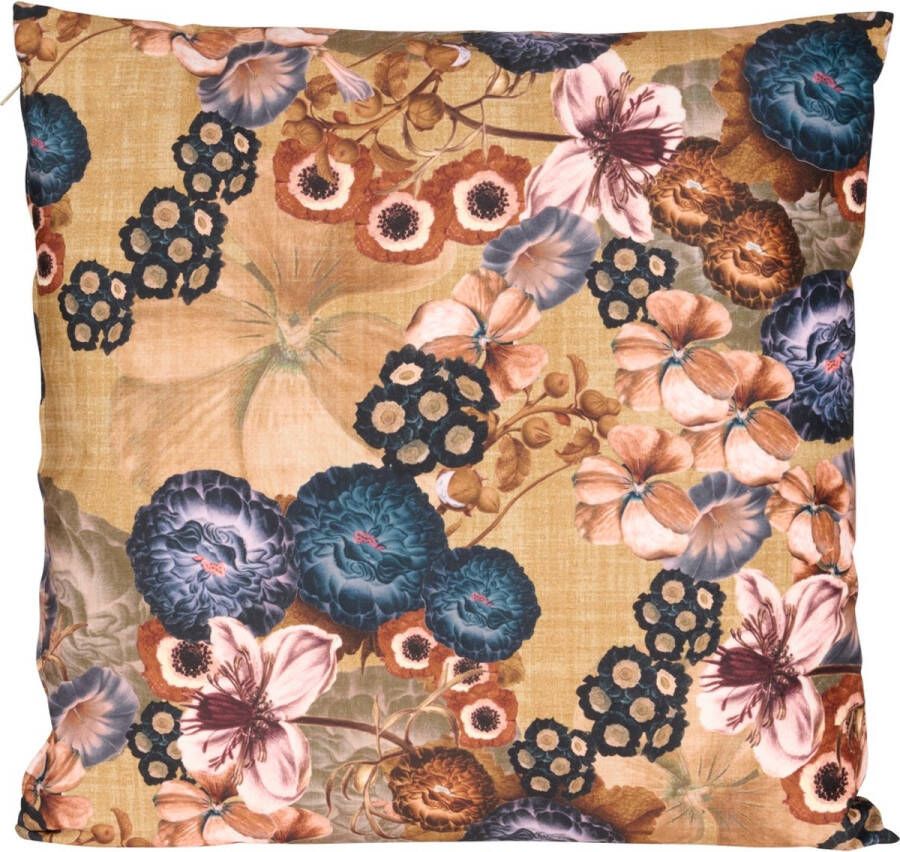 Woonexpress Sierkussen Bloemenprint Polyester Geel 60 x 60 cm (BxH)