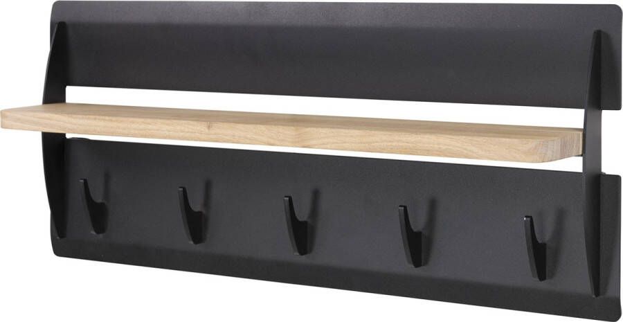 Woonexpress Spinder Design Jefferson Wood 5 Kapstok met 5 Haken 70x30x14 cm Zwart Eiken