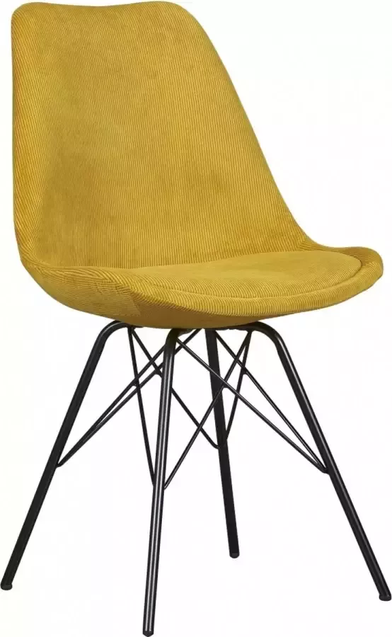 Woonexpress Stoel Made Velvet Geel 49 x 86 x 54 cm (BxHxD) Zwart Metalen Poten